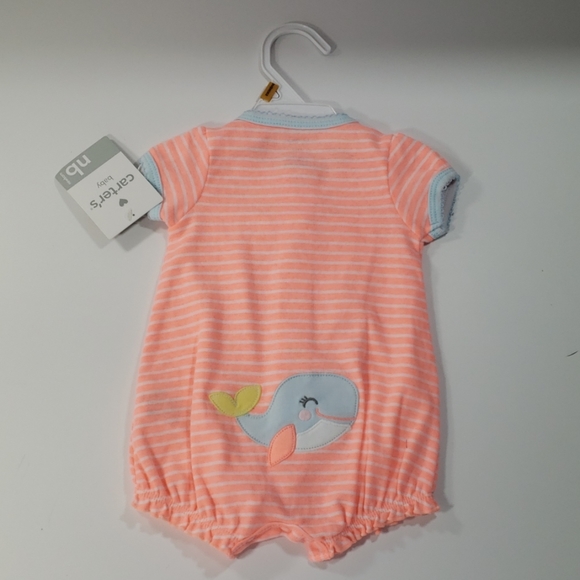 Carter's Newborn coral and white stripped (Whale) - Picture 4 of 5